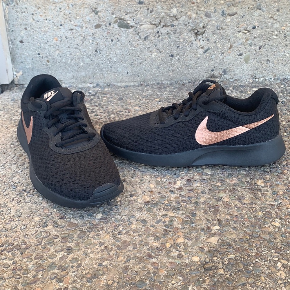 Black Nikes with Rose Gold Swoosh